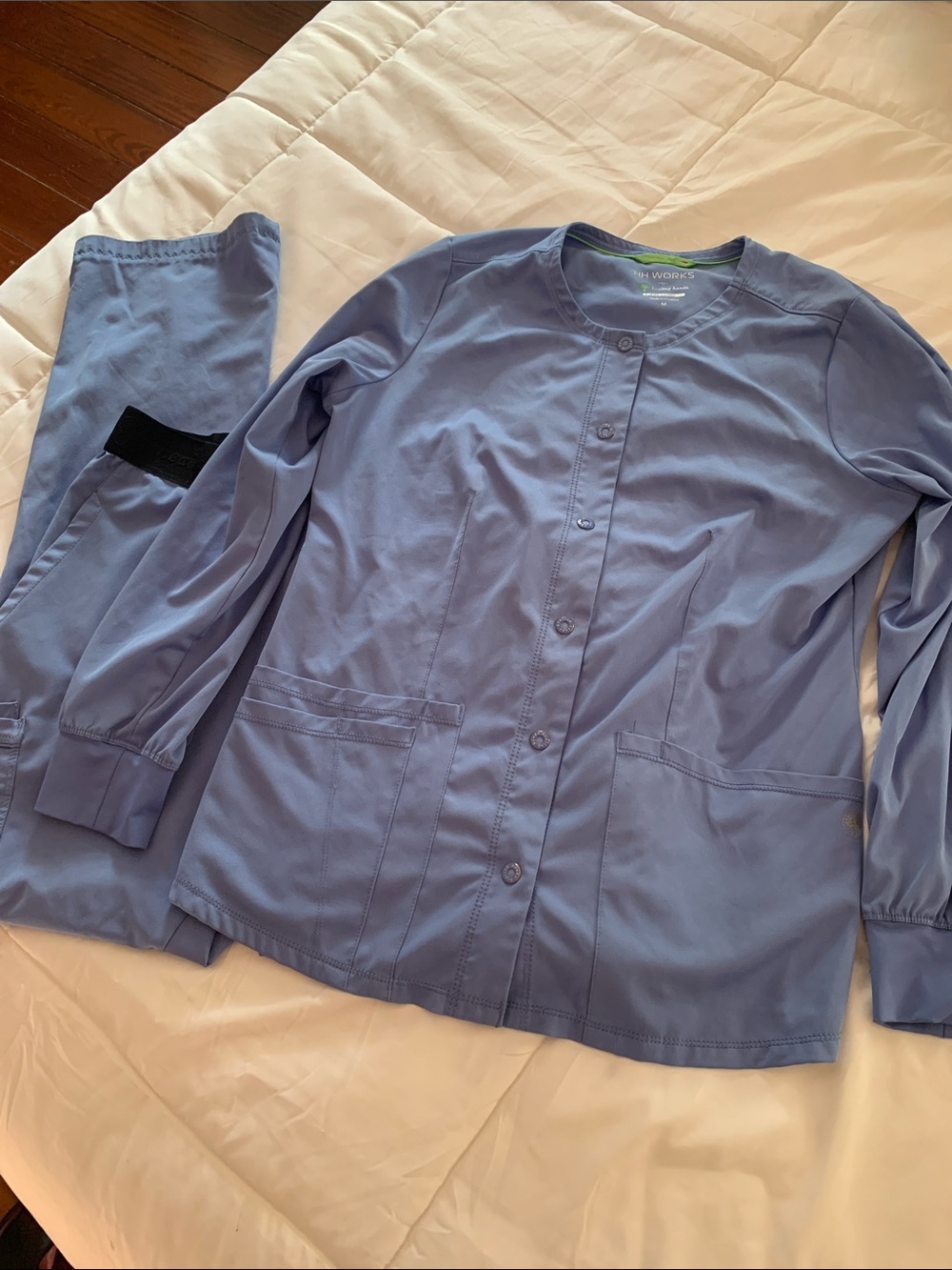 healing hands Periwinkle Utility Scrub Jacket and Pant set